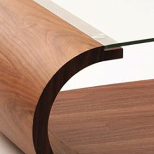 Homeroots 16" Walnut Veneer  Mdf  And Glass Coffee Table   283449