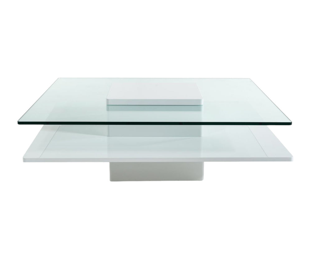 Homeroots 39" Clear And White Glass Coffee Table With Shelf   283450