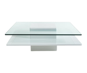 Homeroots 39" Clear And White Glass Coffee Table With Shelf   283450