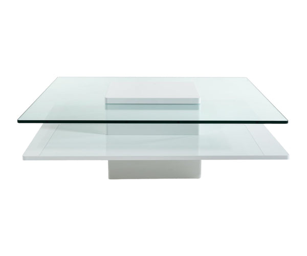 Homeroots 39" Clear And White Glass Coffee Table With Shelf   283450