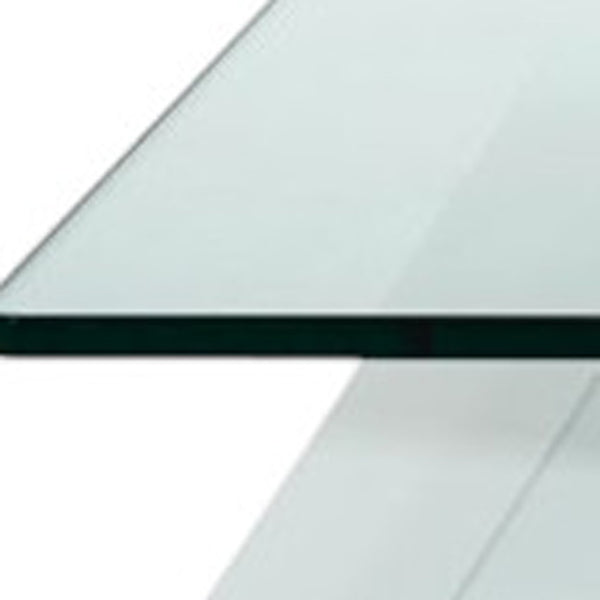 Homeroots 39" Clear And White Glass Coffee Table With Shelf   283450