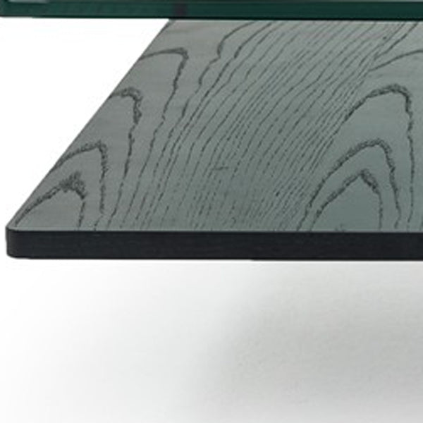 Homeroots 14" Oak Mdf  Glass  And Veneer Coffee Table   283452