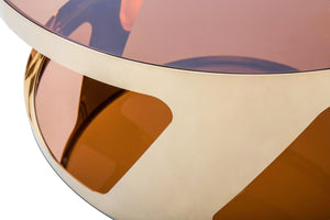 Homeroots 15" Gold Steel And Glass Round Coffee Table   283454