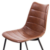 Homeroots Set Of Two Brown And Black Upholstered Faux Leather Dining Parsons Chairs  Metal 283469