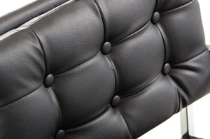 Homeroots Tufted Black And Silver Upholstered Faux Leather Dining Arm Chair Black Metal 283471