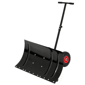 English Elm 30" Carbon Steel Snow Pusher with Wheeled Frame and Adjustable Ergonomic Handle W1422P362635
