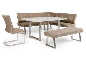 Homeroots Set Of Two Brown And Silver Upholstered Fabric Dining Parsons Chairs  Metal 283512