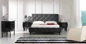 Homeroots 48" Black Leatherette And Mdf Queen Bed With Crystals  Mdf 283547