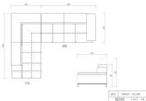 Homeroots 36" Orange Leather  Foam  Metal  And Wood Sectional Sofa   283678