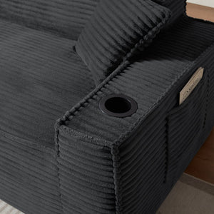 English Elm 1seater Corduroy Cloud Sofa Compact Pocket Spring Chair for Studio Apartment Office Dark Gray W3396P434746