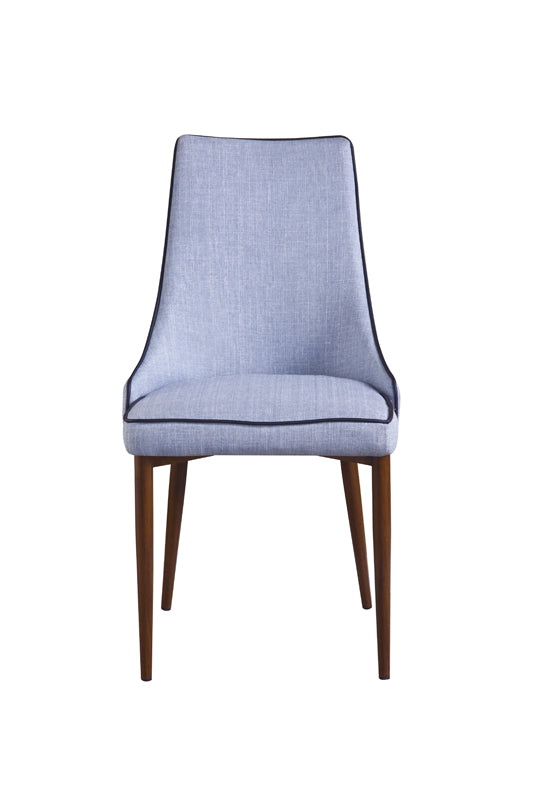 Homeroots Blue And Brown Upholstered Fabric Dining Side Chair  Metal 283707