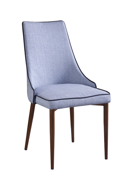 Homeroots Blue And Brown Upholstered Fabric Dining Side Chair  Metal 283707