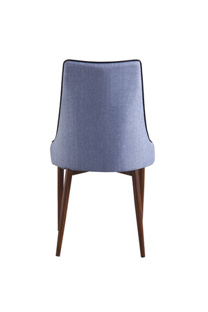 Homeroots Blue And Brown Upholstered Fabric Dining Side Chair  Metal 283707