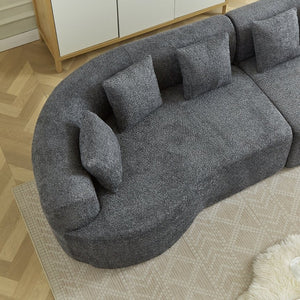English Elm Curved Chenille Sectional Sofa Oversized Four Seat Cloud Foam Living Room Lounge W3505P355583