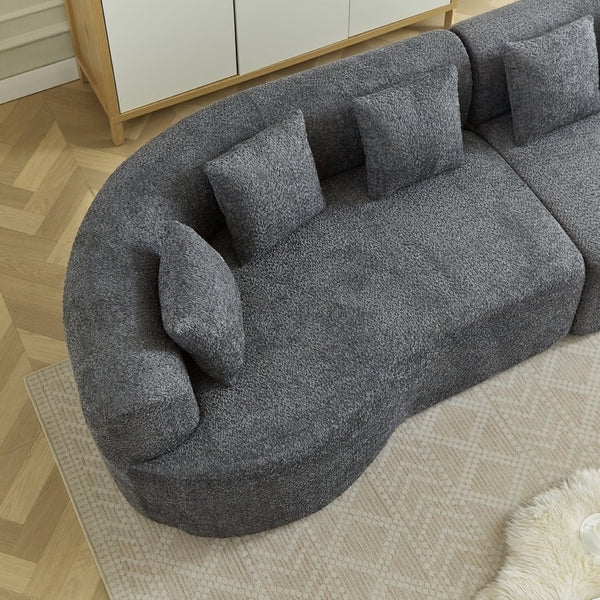 English Elm Curved Chenille Sectional Sofa Oversized Four Seat Cloud Foam Living Room Lounge W3505P355583