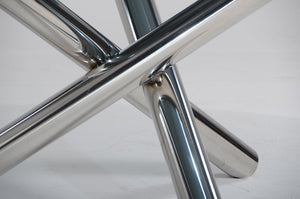 Homeroots 30" Glass And Steel Round Dining Table  Glass 283737