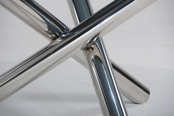 Homeroots 30" Glass And Steel Round Dining Table  Glass 283737