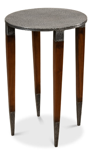 Sarreid The Burnford Table - Hammered Old Iron Design With Solid Walnut Construction & Elegant Finish Grey  28377