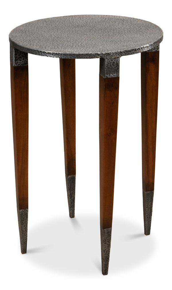 Sarreid The Burnford Table - Hammered Old Iron Design With Solid Walnut Construction & Elegant Finish Grey  28377