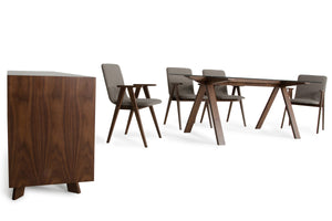 Homeroots 30" Walnut Wood  Veneer  Mdf  And Glass Dining Set  Glass 283778