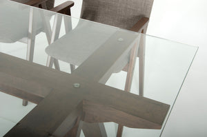 Homeroots 30" Walnut Wood  Veneer  Mdf  And Glass Dining Set  Glass 283778