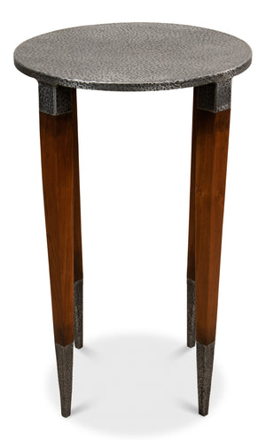Sarreid The Burnford Table - Hammered Old Iron Design With Solid Walnut Construction & Elegant Finish Grey  28377