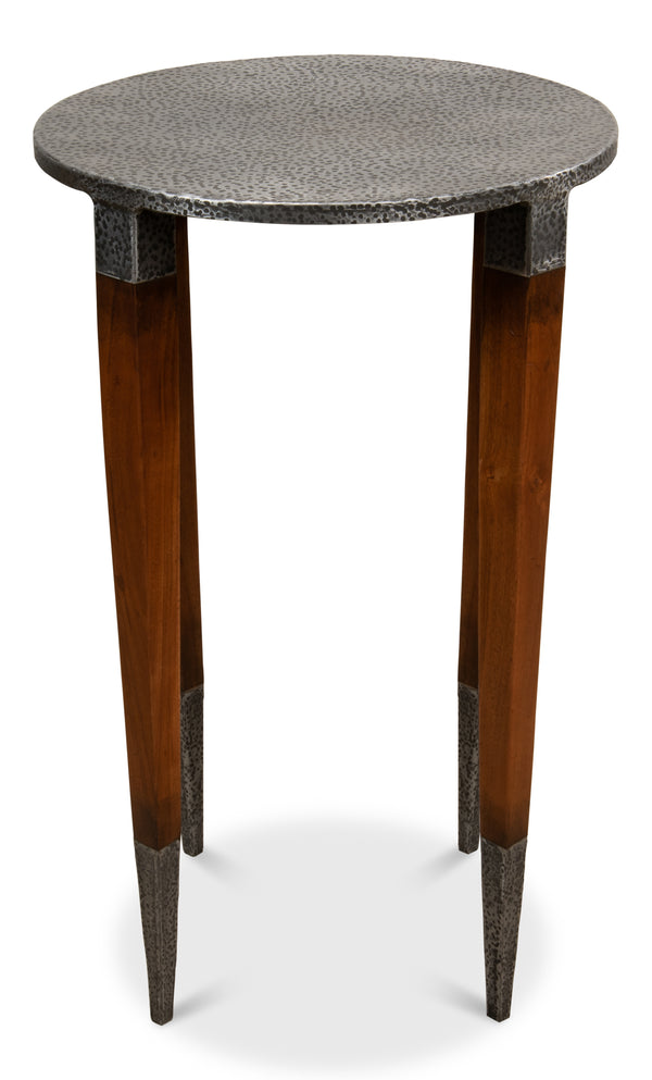 Sarreid The Burnford Table - Hammered Old Iron Design With Solid Walnut Construction & Elegant Finish Grey  28377