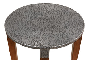 Sarreid The Burnford Table - Hammered Old Iron Design With Solid Walnut Construction & Elegant Finish Grey  28377