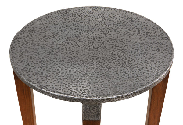 Sarreid The Burnford Table - Hammered Old Iron Design With Solid Walnut Construction & Elegant Finish Grey  28377