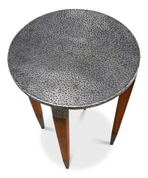 Sarreid The Burnford Table - Hammered Old Iron Design With Solid Walnut Construction & Elegant Finish Grey  28377