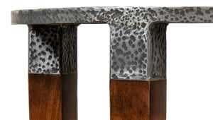 Sarreid The Burnford Table - Hammered Old Iron Design With Solid Walnut Construction & Elegant Finish Grey  28377