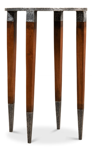 Sarreid The Burnford Table - Hammered Old Iron Design With Solid Walnut Construction & Elegant Finish Grey  28377