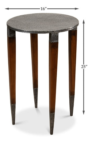 Sarreid The Burnford Table - Hammered Old Iron Design With Solid Walnut Construction & Elegant Finish Grey  28377