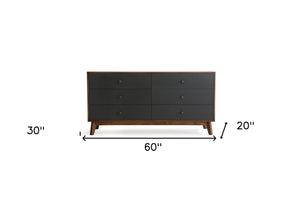 Homeroots 60" Brown Solid And Manufactured Wood Six Drawer Double Dresser  Solid And Manufactured Wood 283789