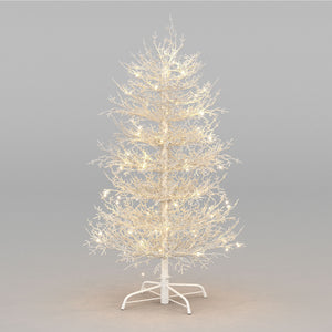 English Elm 4FT Aspen Fir Pre-Lit Artificial Christmas Tree with 280 Snow-Flocked Tips & 230 Warm White LEDs, Lightweight Hinged Frame for Home & Party Decor N704P326835A