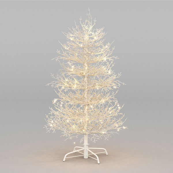 English Elm 4FT Aspen Fir Pre-Lit Artificial Christmas Tree with 280 Snow-Flocked Tips & 230 Warm White LEDs, Lightweight Hinged Frame for Home & Party Decor N704P326835A