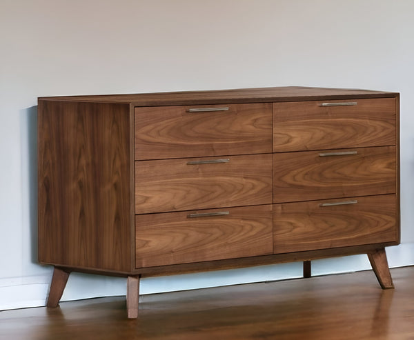 Homeroots 51" Brown Solid And Manufactured Wood Six Drawer Double Dresser  Solid And Manufactured Wood 283797