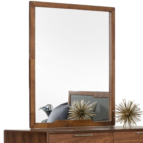HomeRoots 40" Brown Wood Framed Dresser Mirror - Elegant Walnut Design for Bohemian Charm & Spacious Feel 283799