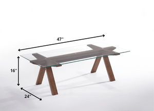 Homeroots 16" Walnut Wood And Glass Coffee Table   283800