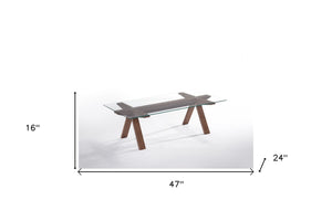 Homeroots 16" Walnut Wood And Glass Coffee Table   283800