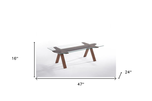 Homeroots 16" Walnut Wood And Glass Coffee Table   283800