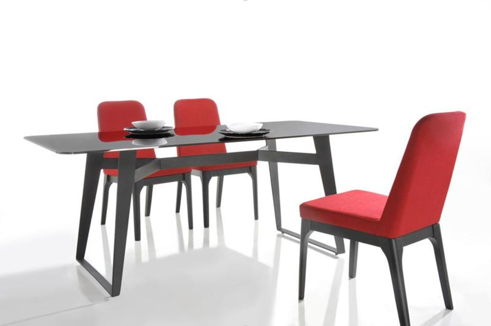 Homeroots Set Of Two Red And Black Upholstered Faux Leather Dining Parsons Chairs  Metal 283802
