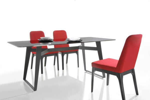 Homeroots Set Of Two Red And Black Upholstered Faux Leather Dining Parsons Chairs  Metal 283802