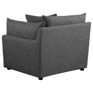 English Elm Tomasina Modern Barely Black 3-Piece Sofa with Plush Cushions, Padded Arms & Accent Pillows for Cozy Lounging and Stylish Modular Seating (115"W) B062S01276