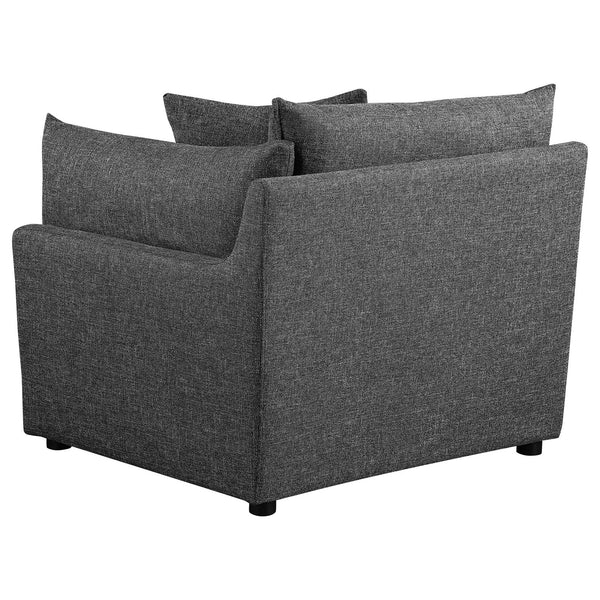 English Elm Tomasina Modern Barely Black 3-Piece Sofa with Plush Cushions, Padded Arms & Accent Pillows for Cozy Lounging and Stylish Modular Seating (115"W) B062S01276