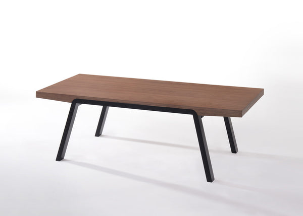 Homeroots 24" Walnut Wood And Black Metal Coffee Table   283835