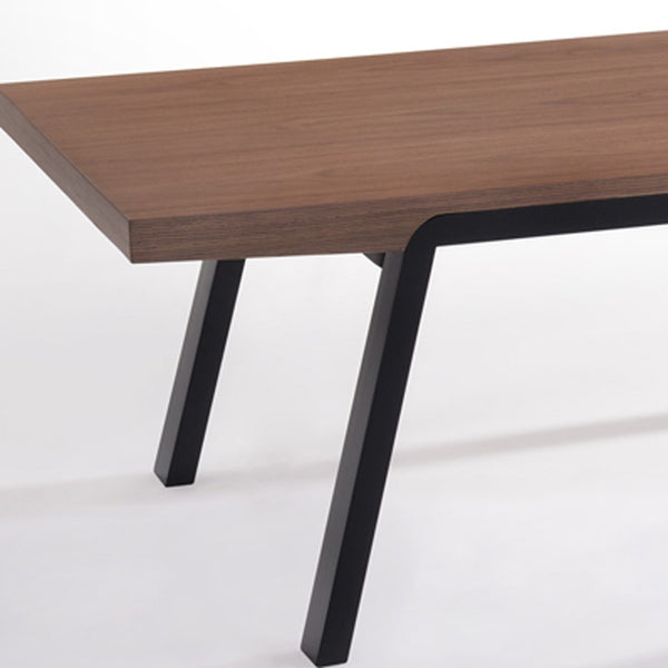 Homeroots 24" Walnut Wood And Black Metal Coffee Table   283835