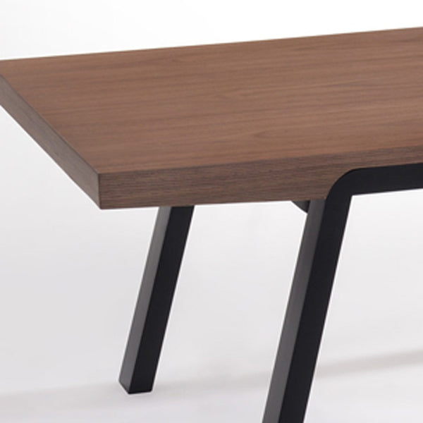 Homeroots 24" Walnut Wood And Black Metal Coffee Table   283835