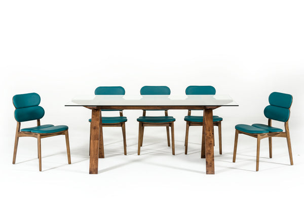 Homeroots 30" Walnut Wood And Glass Dining Table  Wood 283837