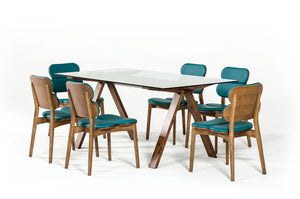 Homeroots 30" Walnut Wood And Glass Dining Table  Wood 283837